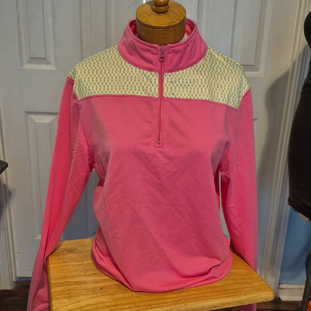Stylish Pink Quarter-Zip Women's Sweatshirt
